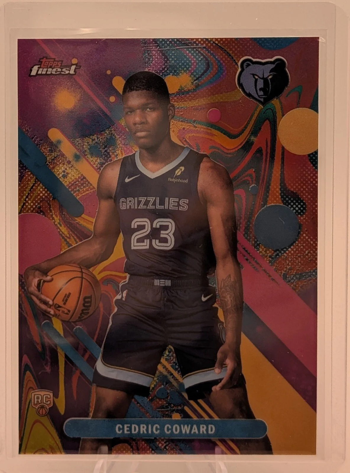 Front of 2025-26 Finest #11 Cedric Coward Oil Spill