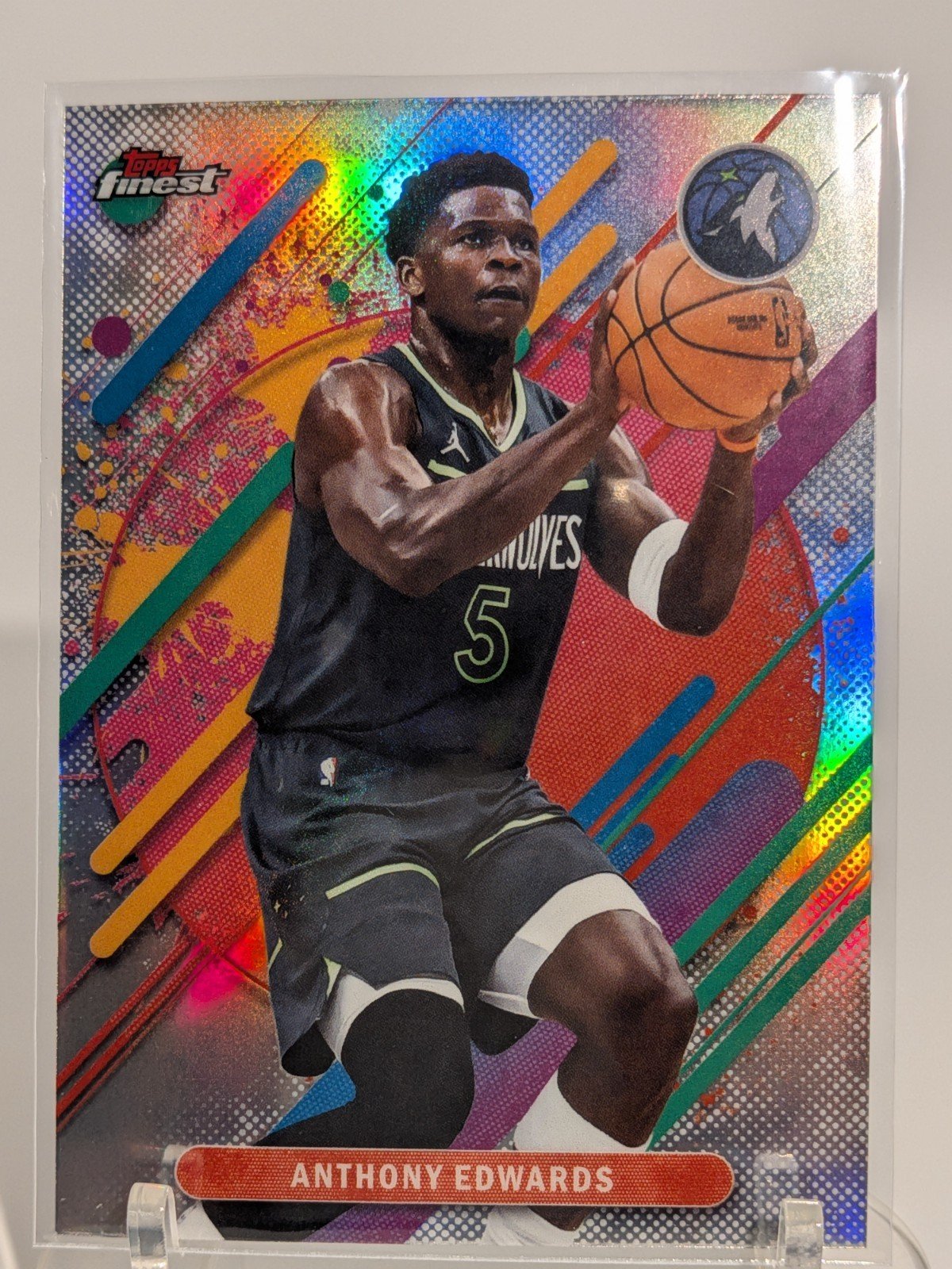 Front of 2025-26 Finest #263 Anthony Edwards Refractor RARE