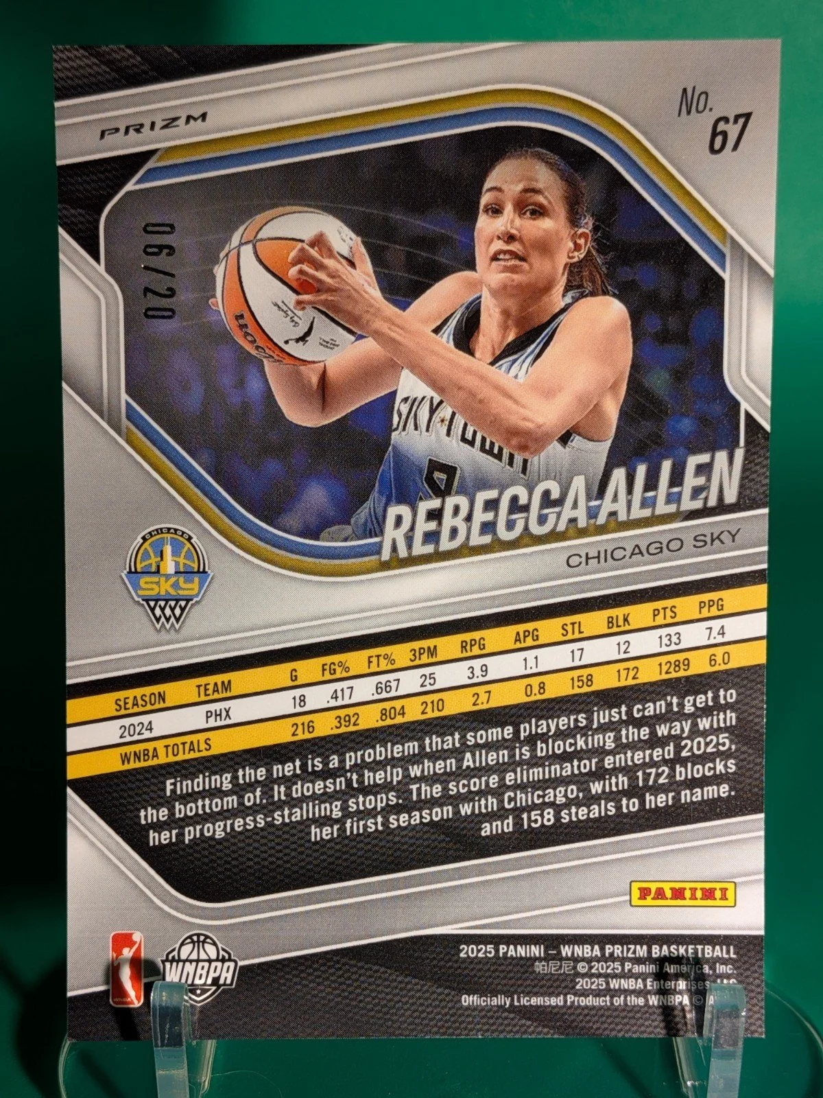 2025 Panini Prizm WNBA #67 Rebecca Allen Cherry Blossoms Prizms FOTL #/20 - photo 5