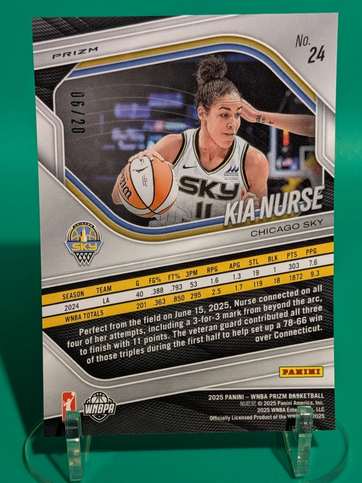 2025 Panini Prizm WNBA #24 Kia Nurse Cherry Blossoms Prizms FOTL #/20 - photo 4