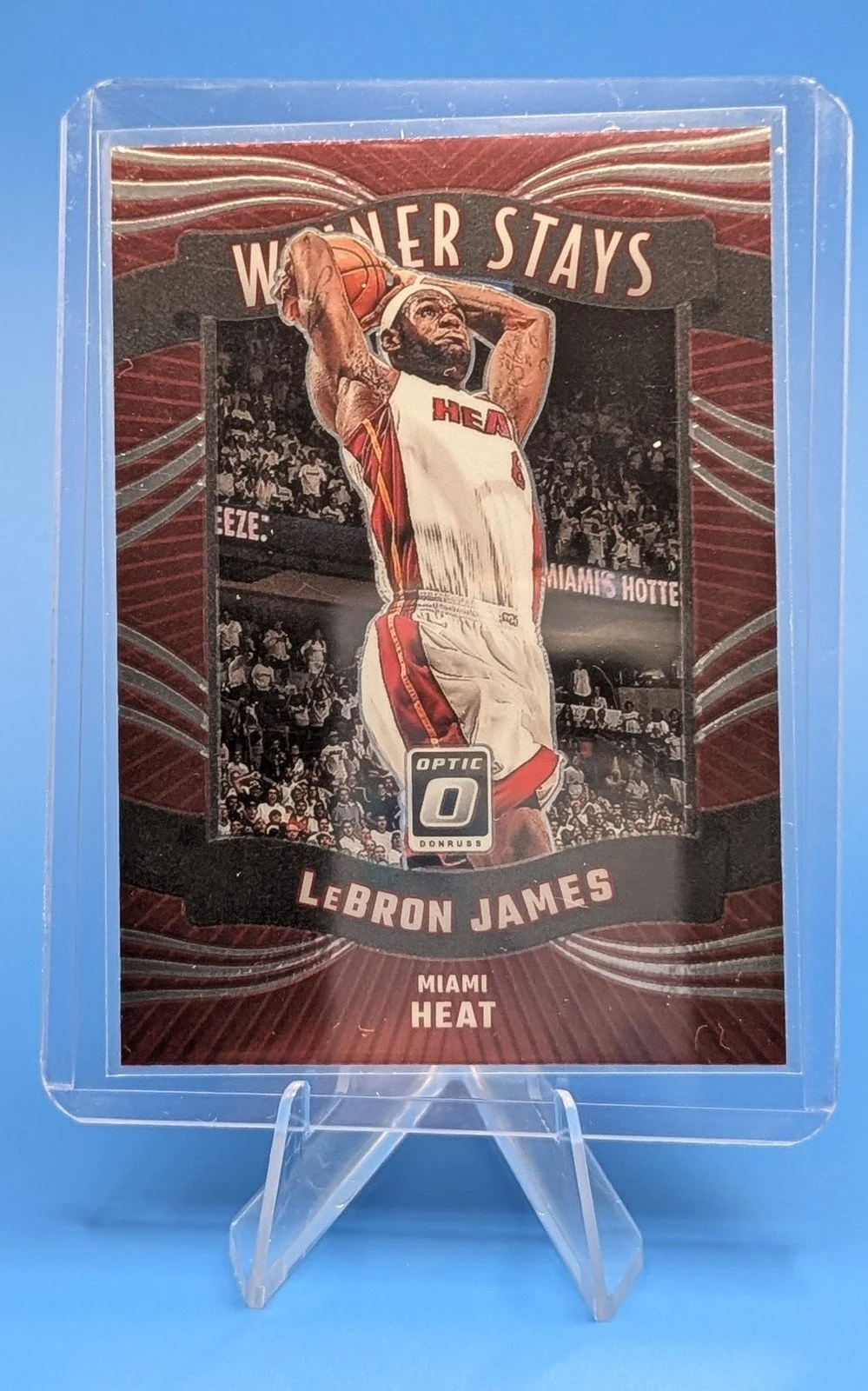 Front of 2023-24 Donruss Optic #2 LeBron James Winner Stays Holo