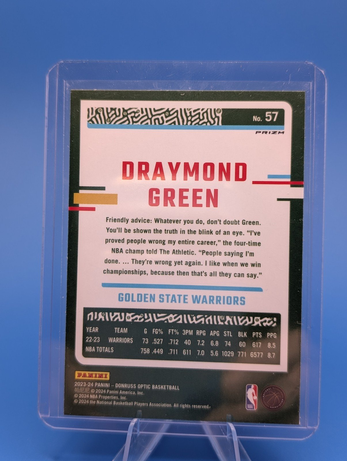 Back of 2023-24 Donruss Optic #57 Draymond Green Blue Velocity
