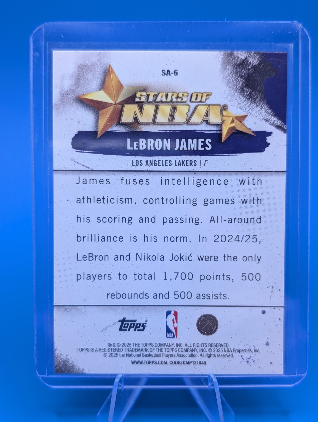Back of 2025-26 Topps #SA-6 Lebron James Stars of the NBA
