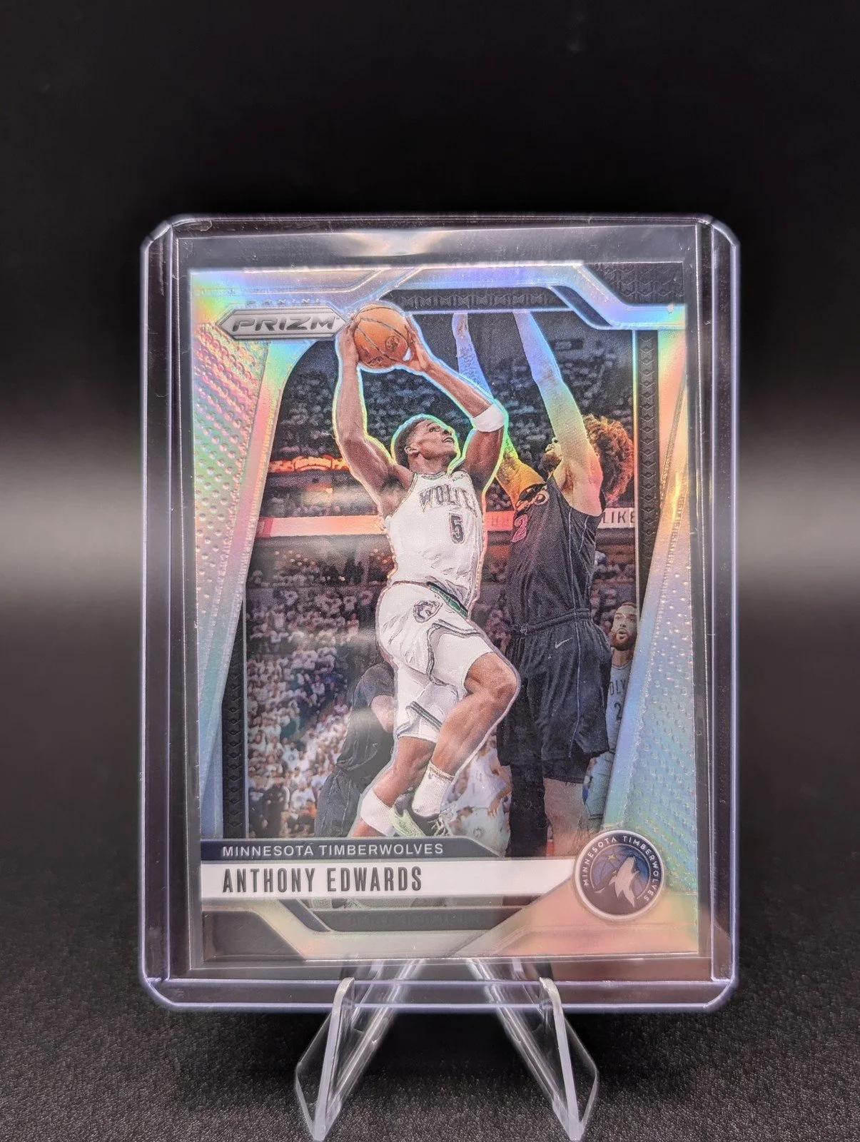 Front of 2024-25 Panini Prizm #100 Anthony Edwards Prizms Silver