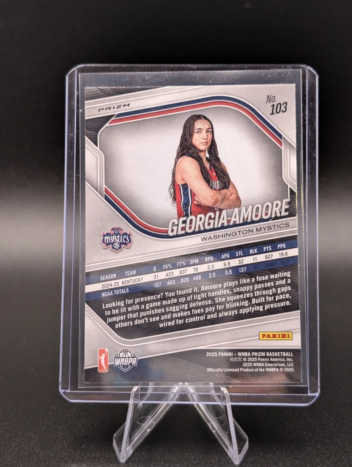 Back of 2025 Panini Prizm WNBA #103 Georgia Amoore Ice Prizms