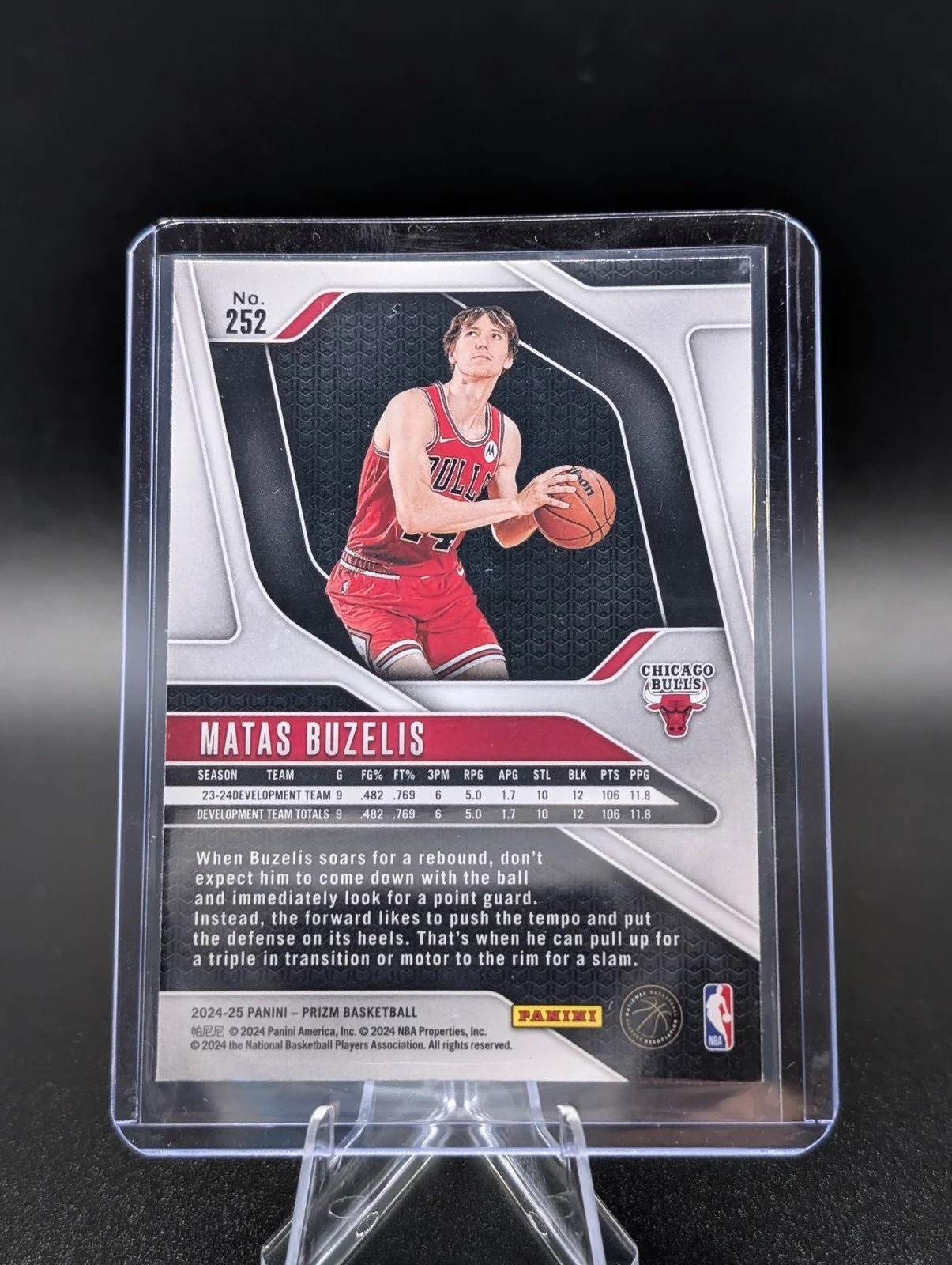 Back of 2024-25 Panini Prizm #252 Matas Buzelis