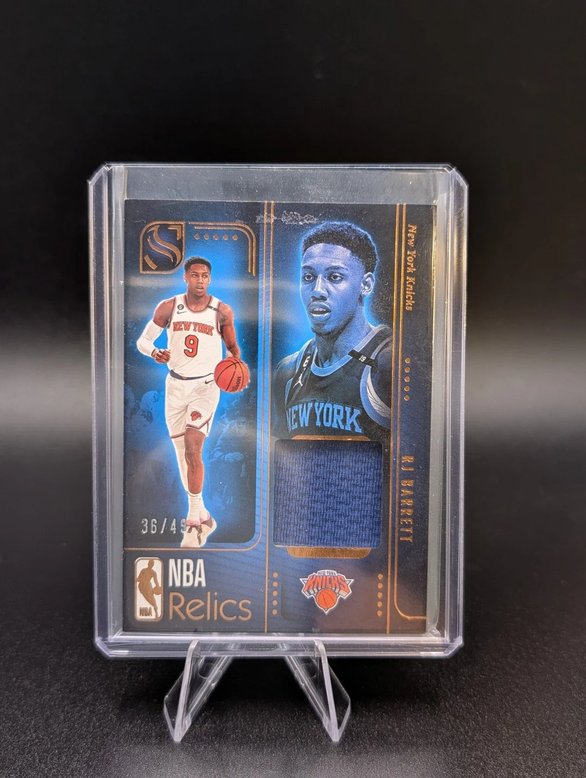 Front of 2024-25 Panini Silhouette #REL-RJB RJ Barrett NBA Relics Bronze /49