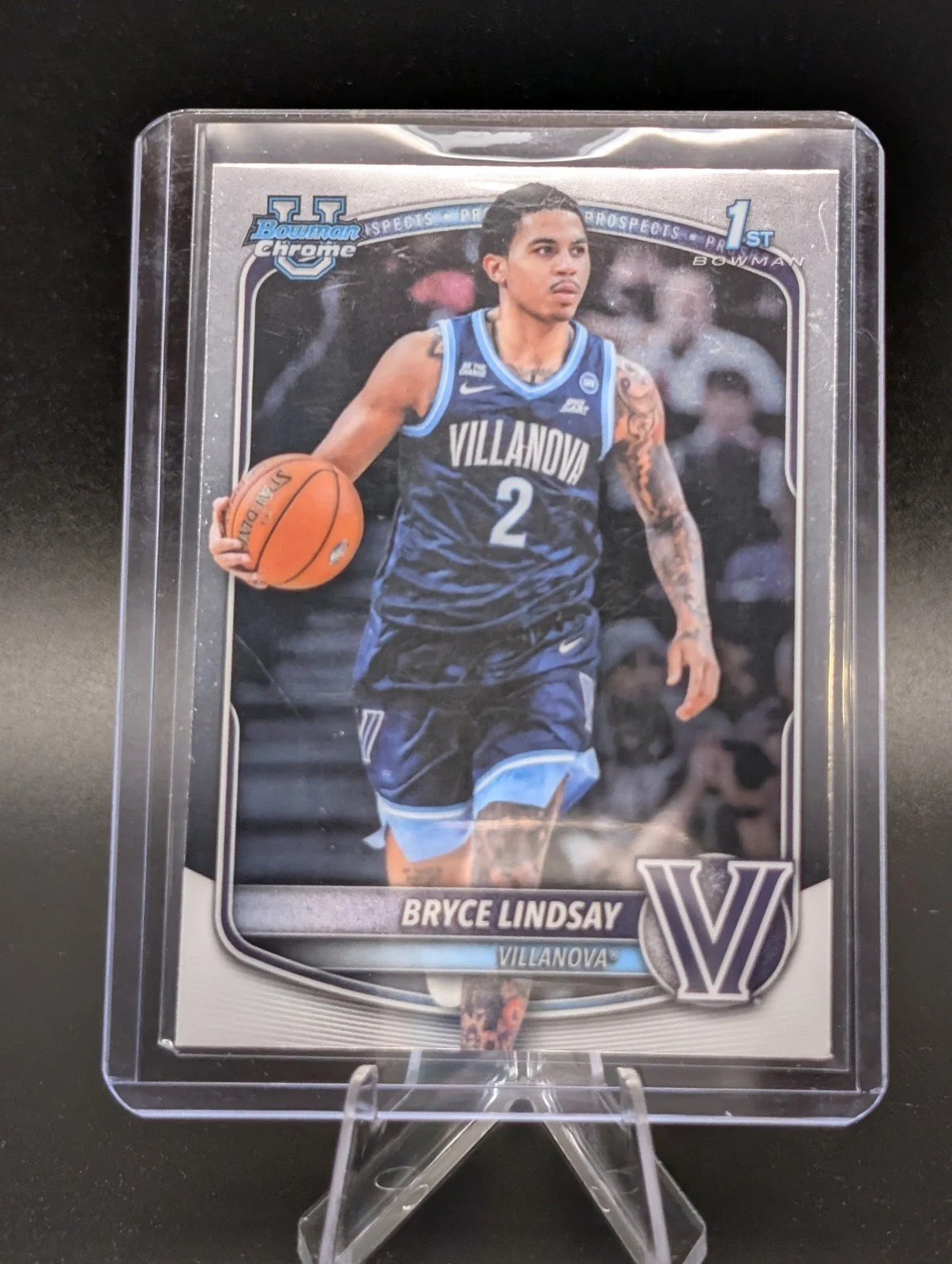 Front of 2025-26 Bowman #BCP-52 Bryce Lindsay Chrome Prospects