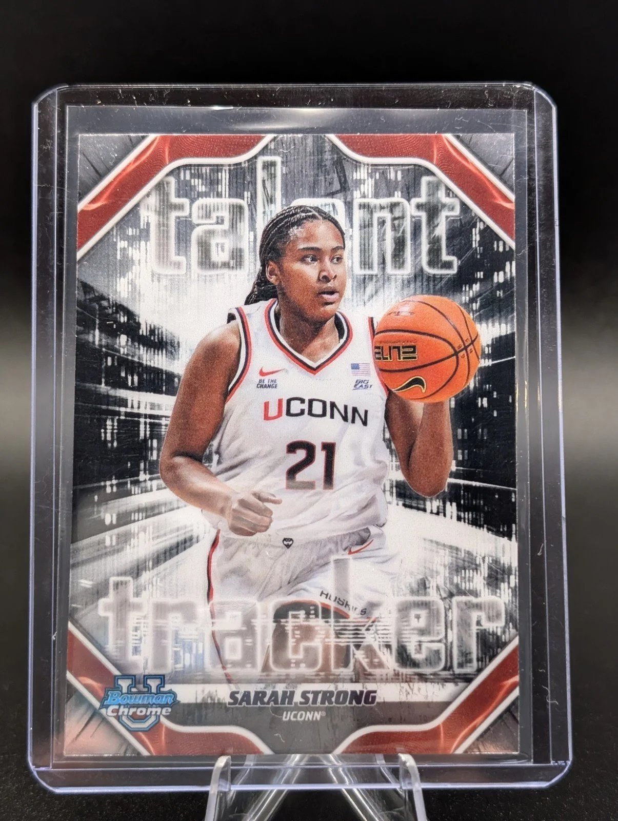 Front of 2025-26 Bowman #TT-5 Sarah Strong Talent Tracker