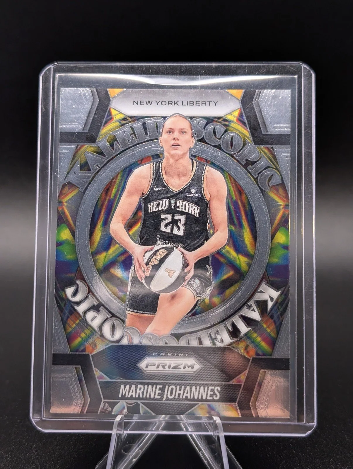 Front of 2025 Panini Prizm WNBA #11 Marine Johannes Kaleidoscopic