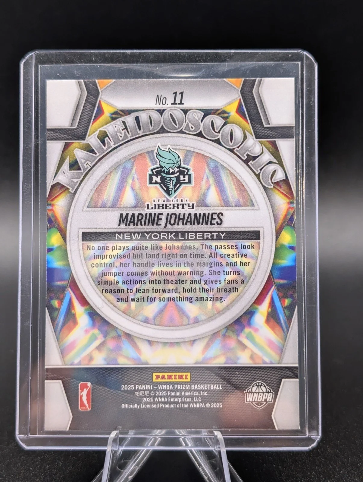 Back of 2025 Panini Prizm WNBA #11 Marine Johannes Kaleidoscopic