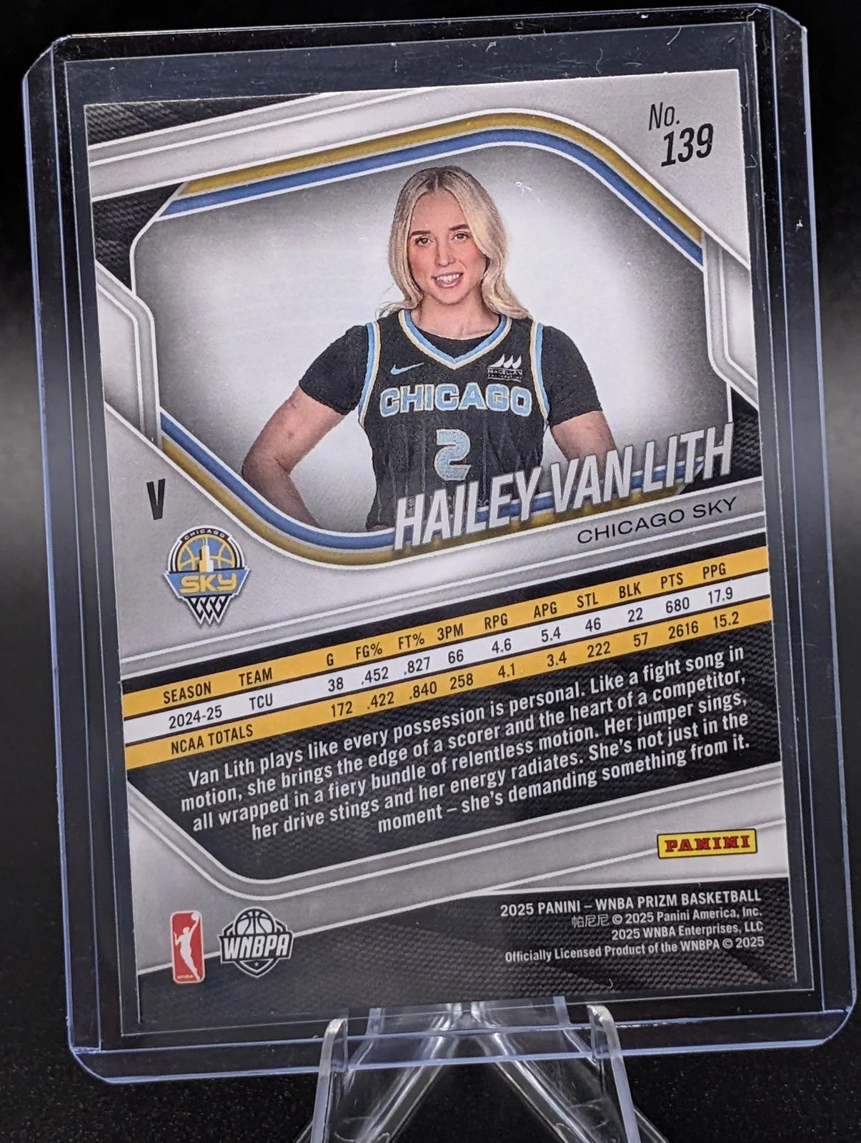 Back of 2025 Panini Prizm WNBA #139 Hailey Van Lith