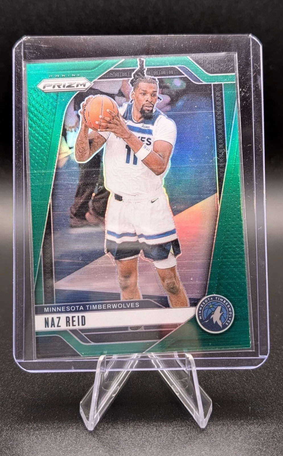 Front of 2024-25 Panini Prizm #176 Naz Reid Prizms Green