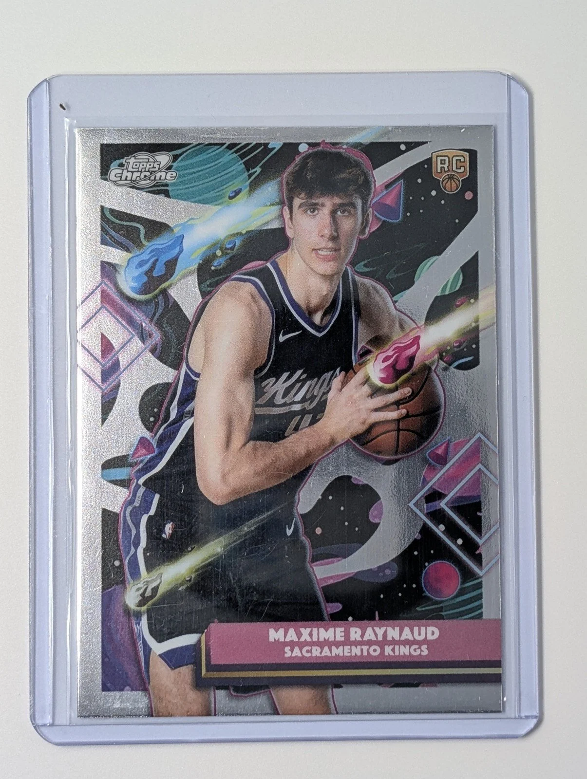 Front of 2025-26 Topps Chrome Cosmic #133 Maxime Raynaud RC