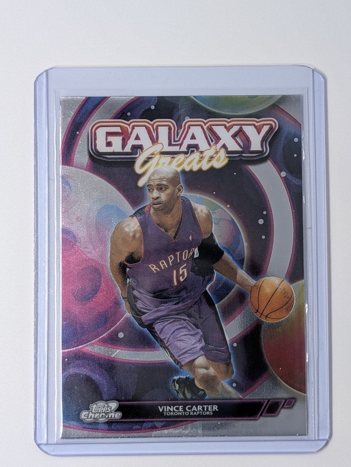 Front of 2025-26 Topps Cosmic Chrome Vince Carter Galaxy Greats GG-9