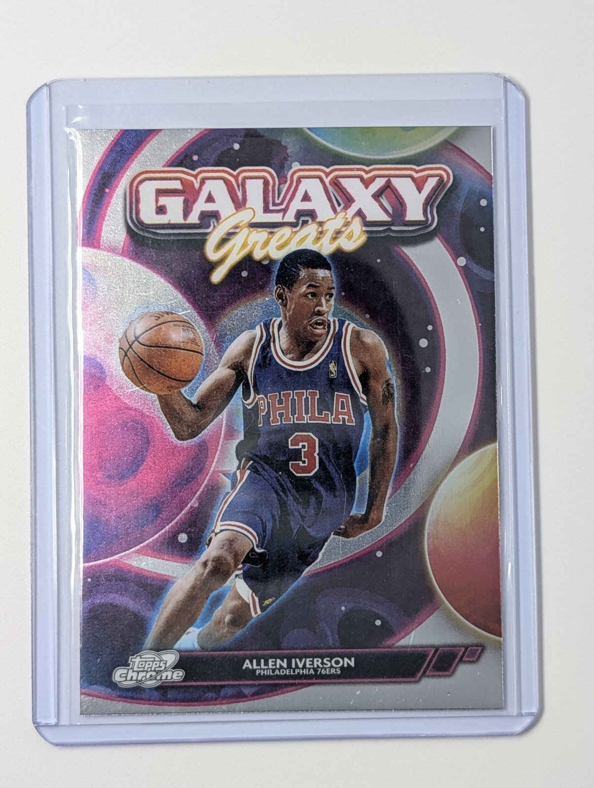 Front of 2025-26 Allen Iverson Topps Cosmic Chrome Galaxy Greats GG-1
