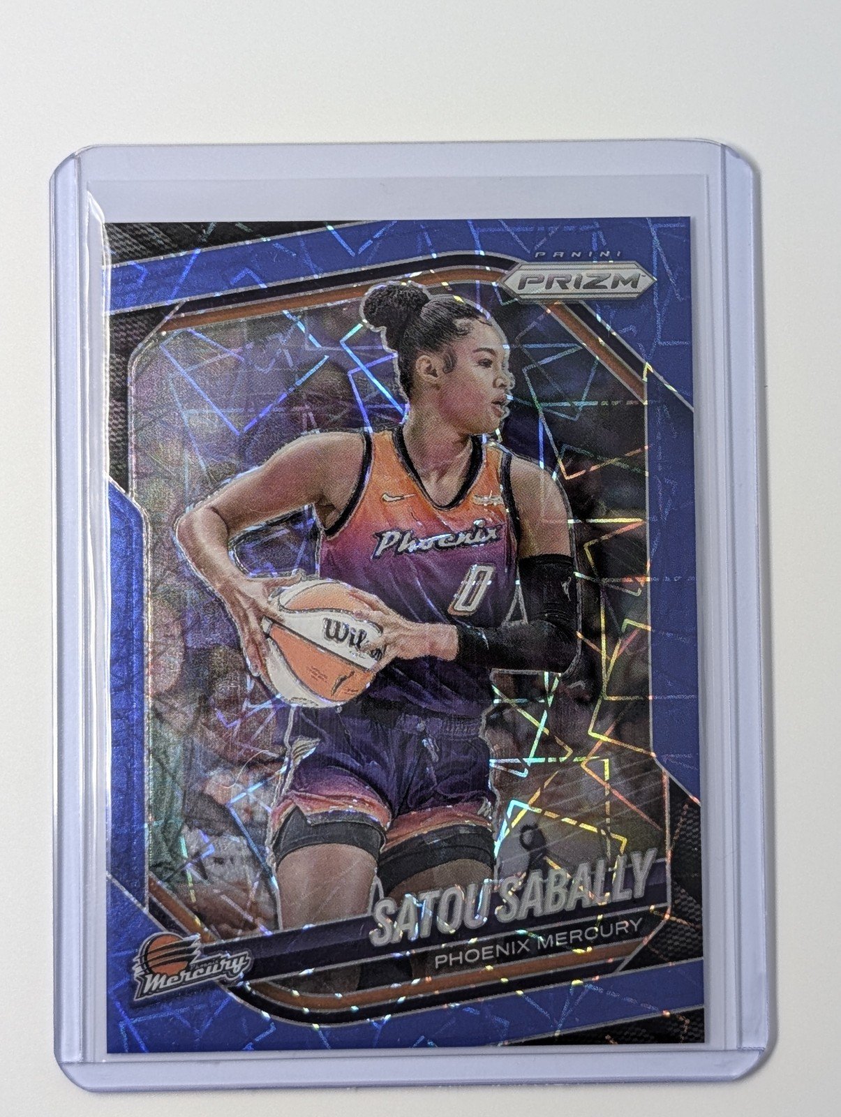 Front of 2025 Panini Prizm WNBA #4 Satou Sabally Blue Velocity Prizms