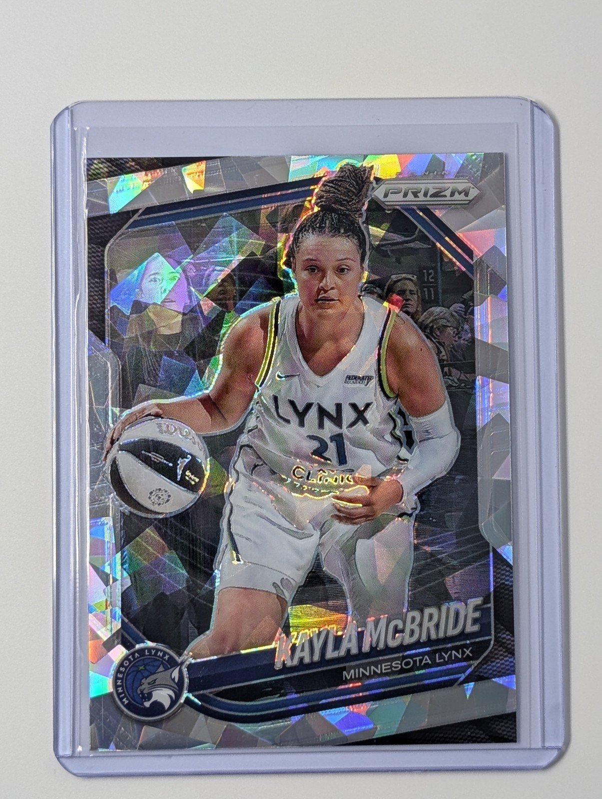 Front of 2025 Panini Prizm WNBA #45 Kayla McBride Cracked Ice Prizm