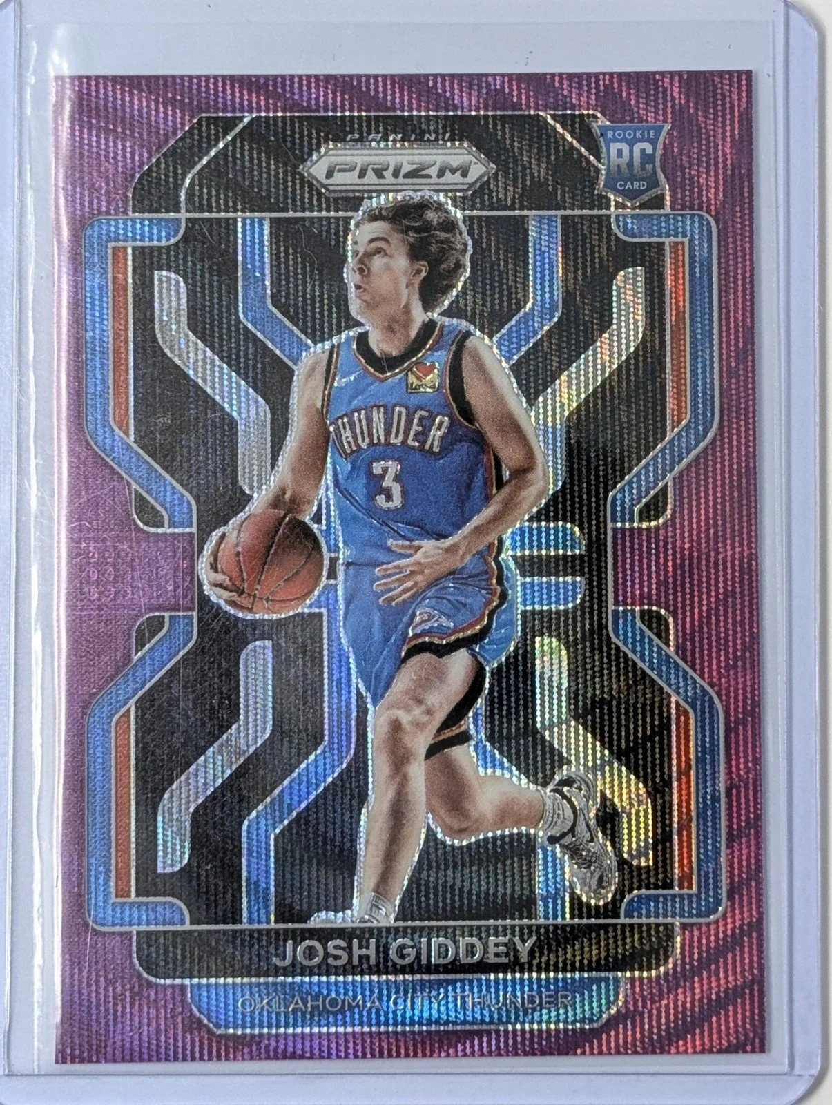 Front of 2021-22 Panini Prizm #301 Josh Giddey Purple Wave Prizm RC