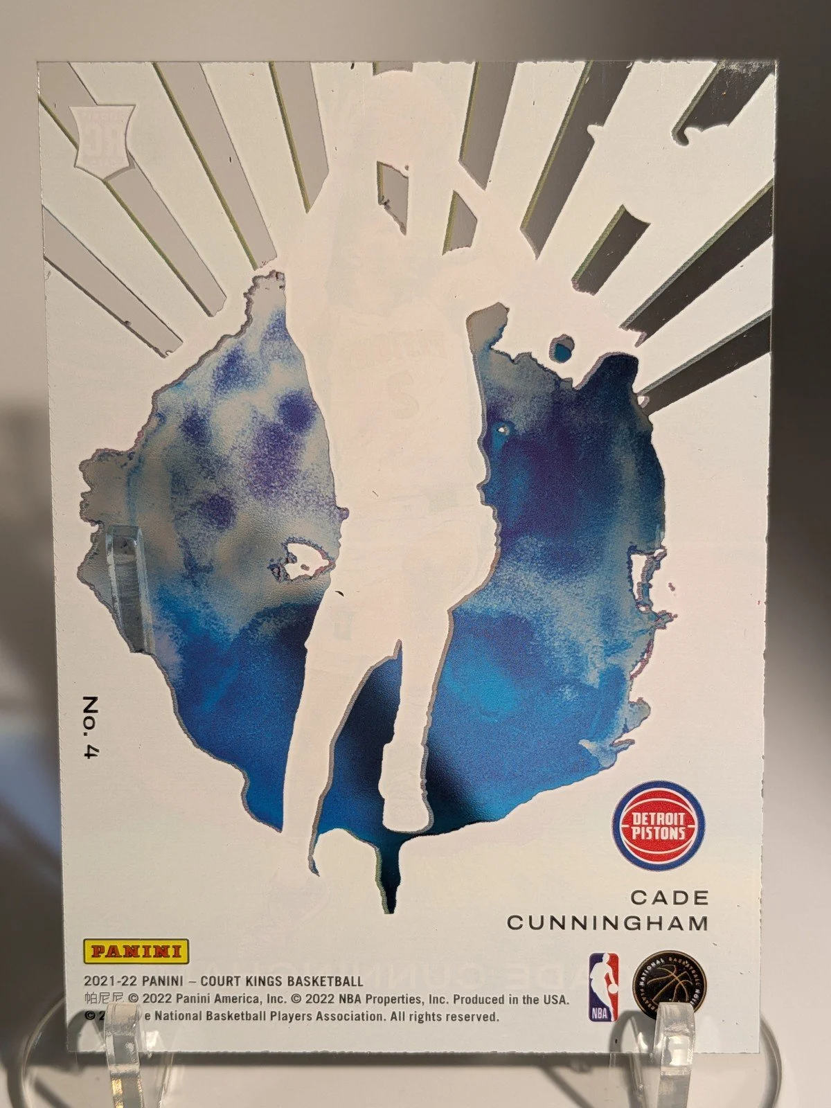 Back of 2021-22 Panini Court Kings #4 Cade Cunningham Acetate Rookies