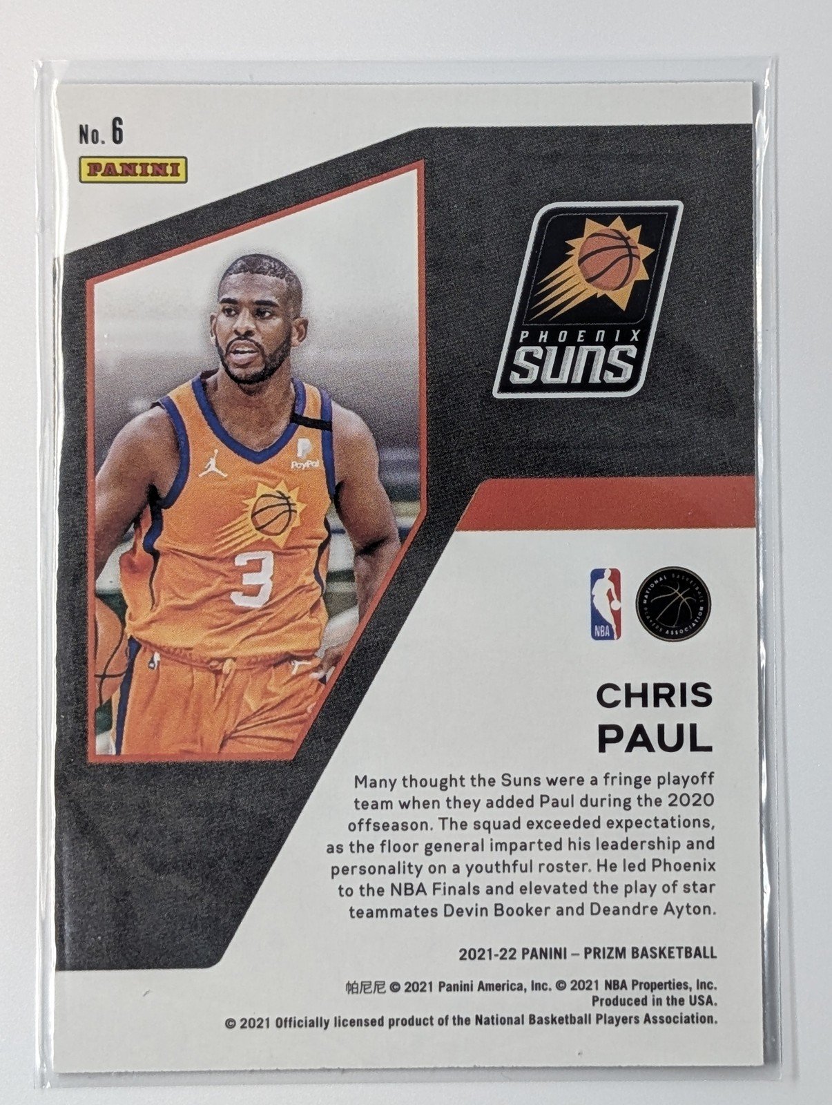 Back of 2021-22 Panini Prizm #6 Chris Paul Mindset