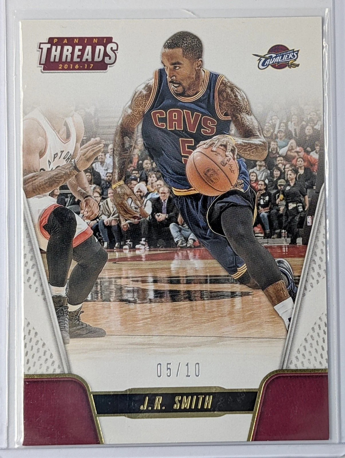 Front of 2016-17 Panini Threads J.R. Smith Jersey Number Gold 5/10 #36 Cavaliers