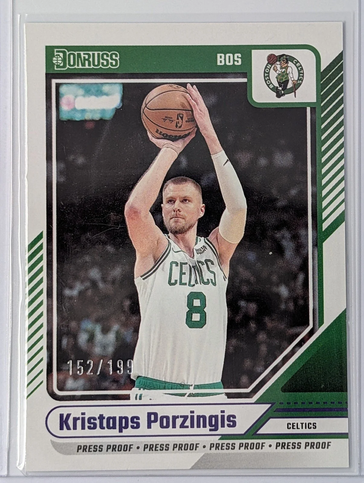 Front of 2024-25 Donruss #176 Kristaps Porzingis Press Proof /199
