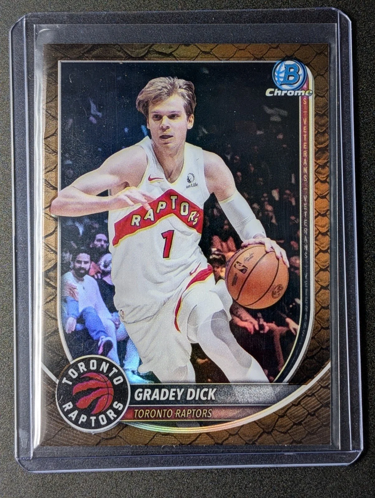 Front of 2025-26 Bowman #BCV-70 Gradey Dick reptillian