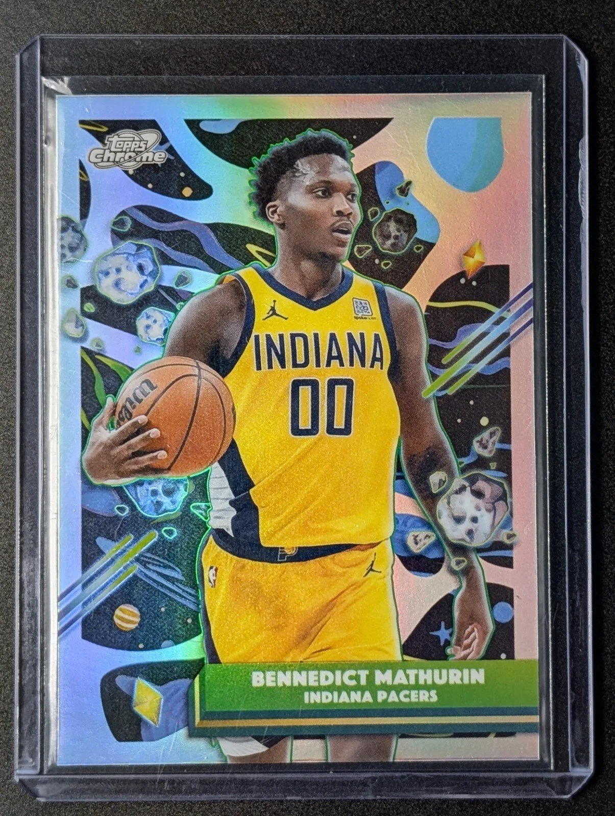 Front of 2025-26 Topps Chrome Cosmic #24 Bennedict Mathurin Refractor