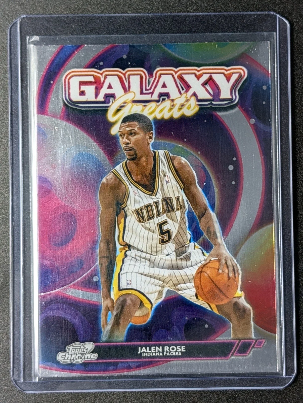 Front of 2025-26 Topps Chrome Cosmic Jalen Rose #GG-29 Galaxy Greats