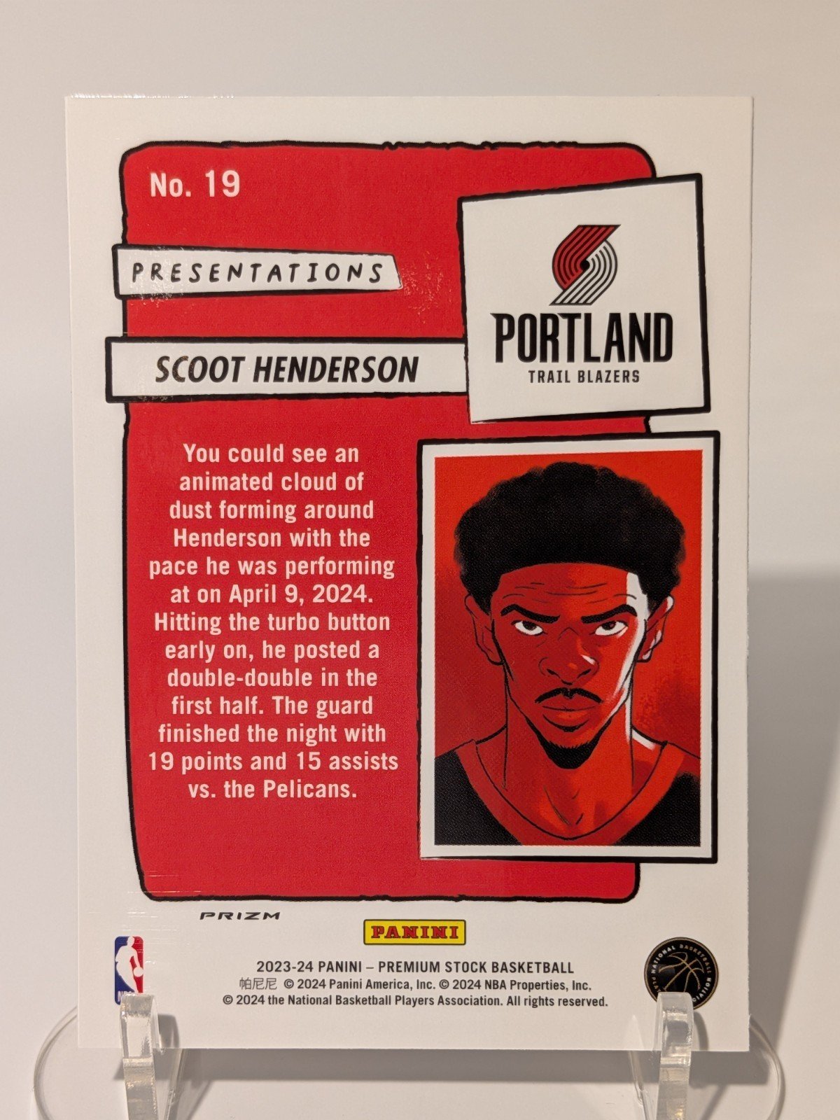 2023-24 Hoops Premium Stock #19 Scoot Henderson Presentations Premium Prizm SSP - photo 4