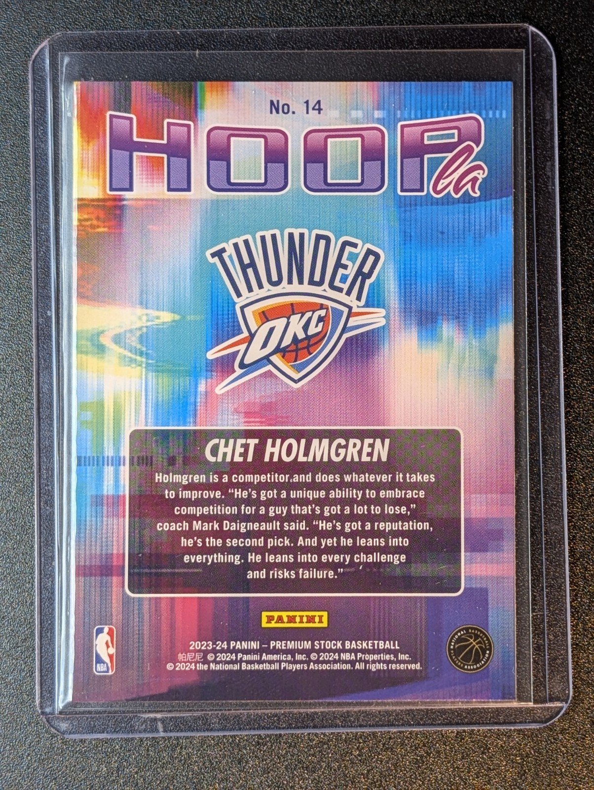 Back of 2023-24 Hoops Premium Stock #14 Chet Holmgren Hoopla