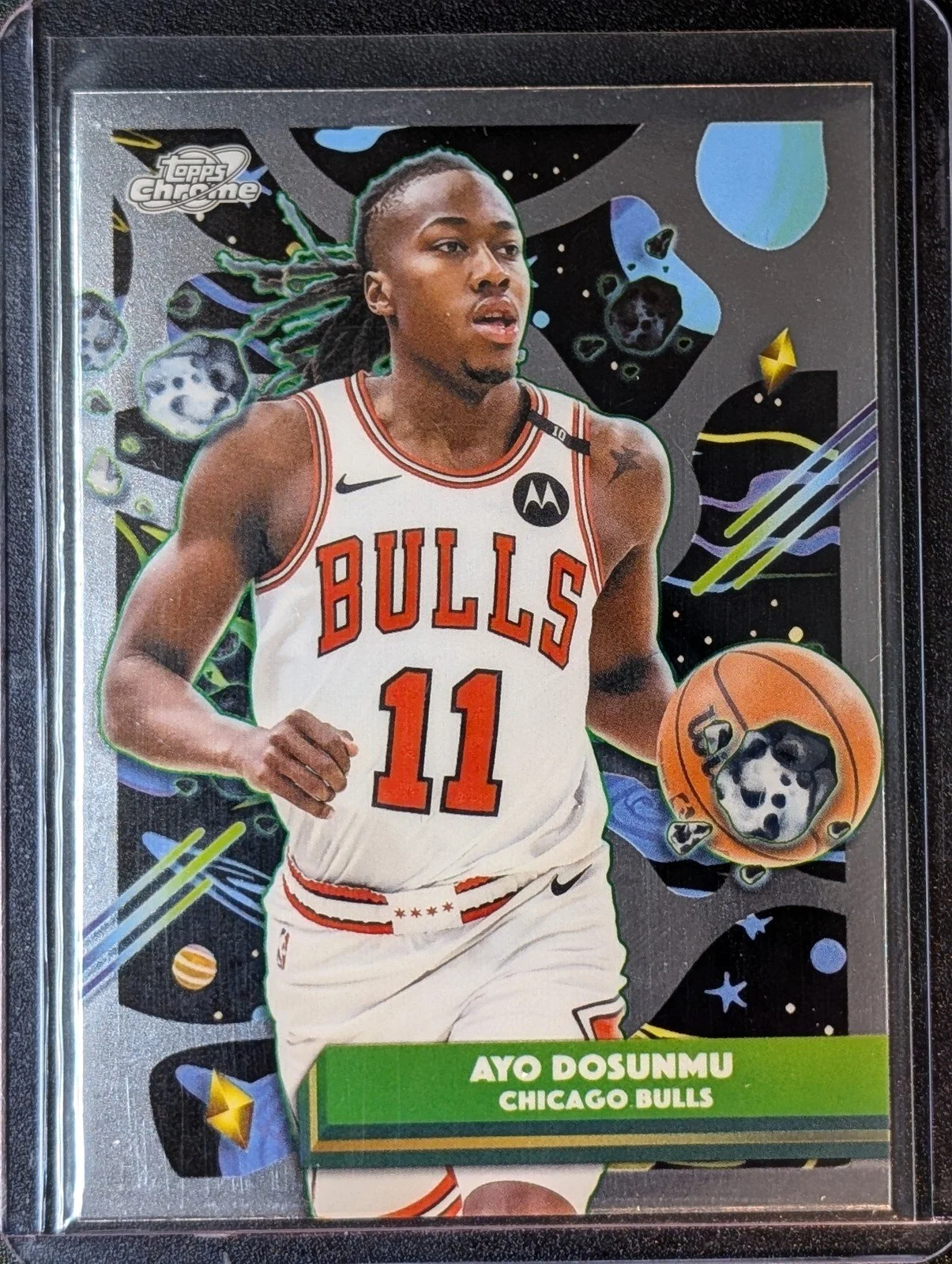 Front of 2025-26 Topps Chrome Cosmic #135 Ayo Dosunmu