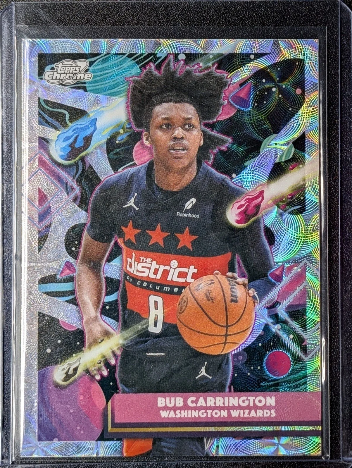Front of 2025-26 Topps Chrome Cosmic #194 Bub Carrington Nucleus Refractor