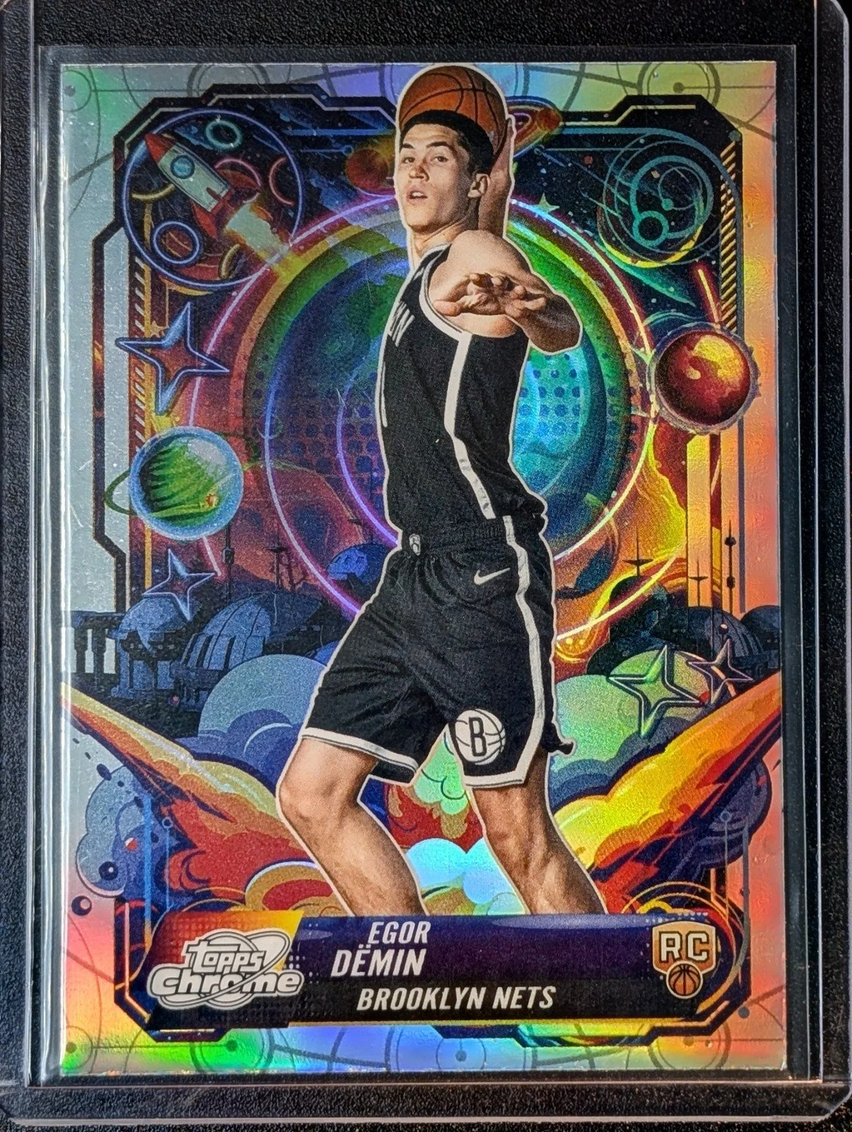 Front of 2025-26 TOPPS COSMIC EGOR DEMIN PROPULSION #PRP-23 REFRACTOR RC