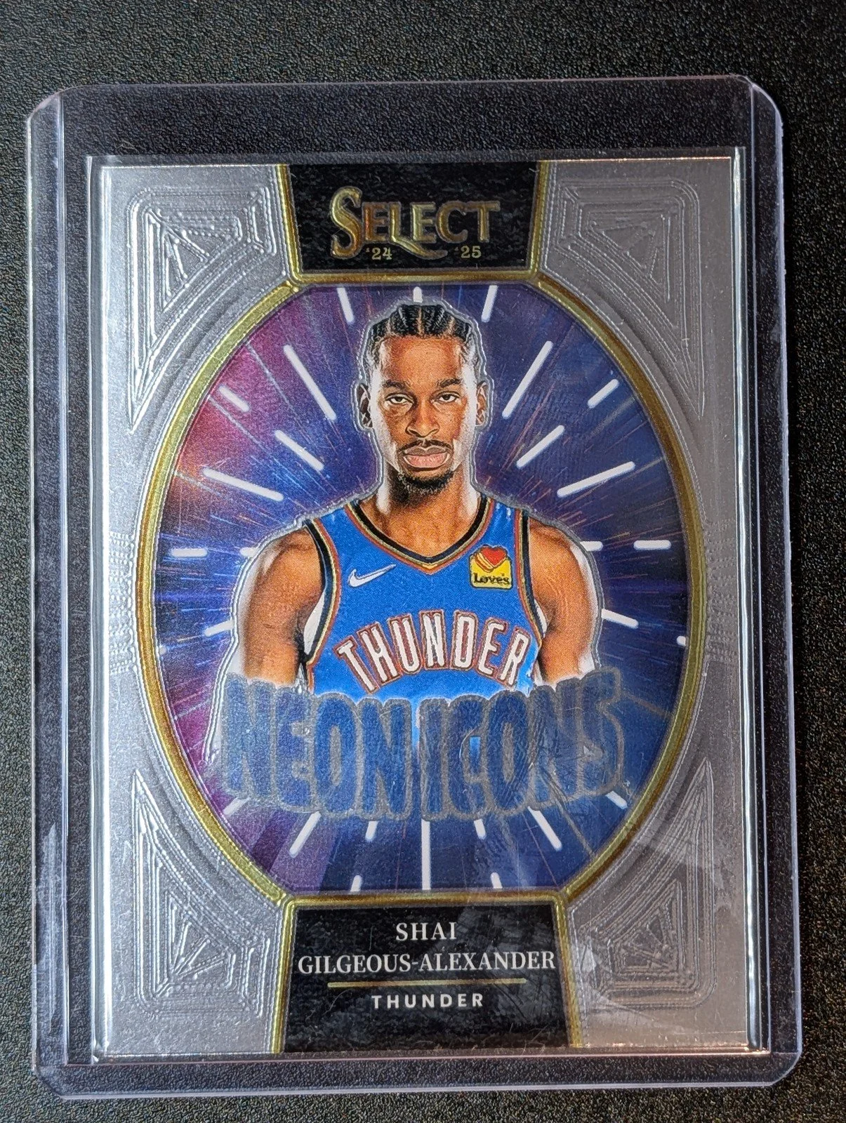Front of 2024-25 Panini Select #10 Shai Gilgeous-Alexander Neon Icons