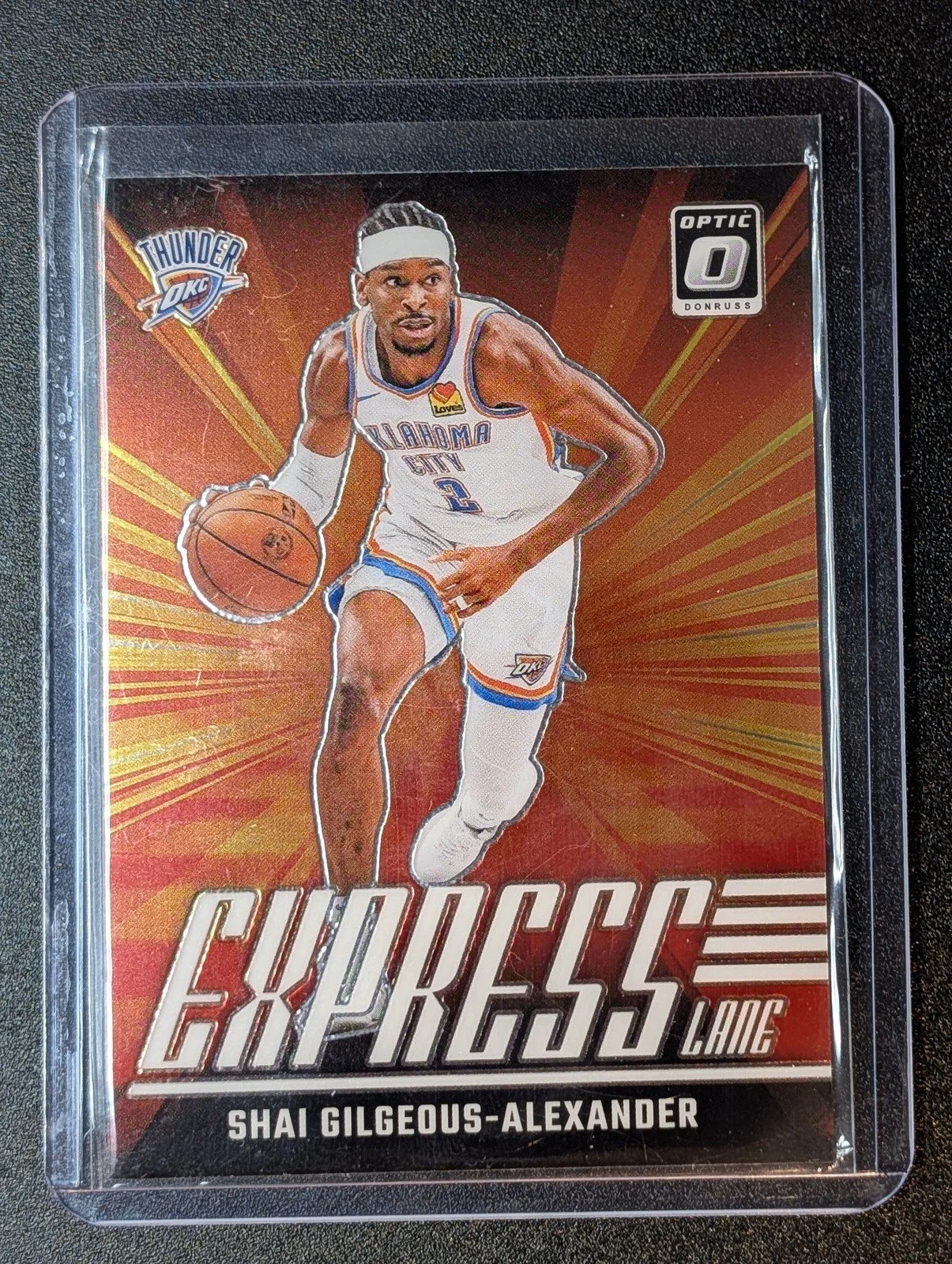 Front of 2024-25 Donruss Optic #24 Shai Gilgeous-Alexander Express Lane