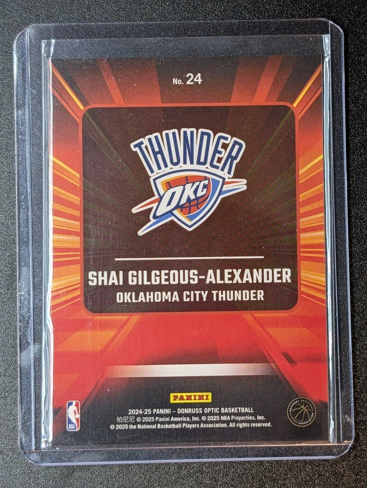 Back of 2024-25 Donruss Optic #24 Shai Gilgeous-Alexander Express Lane