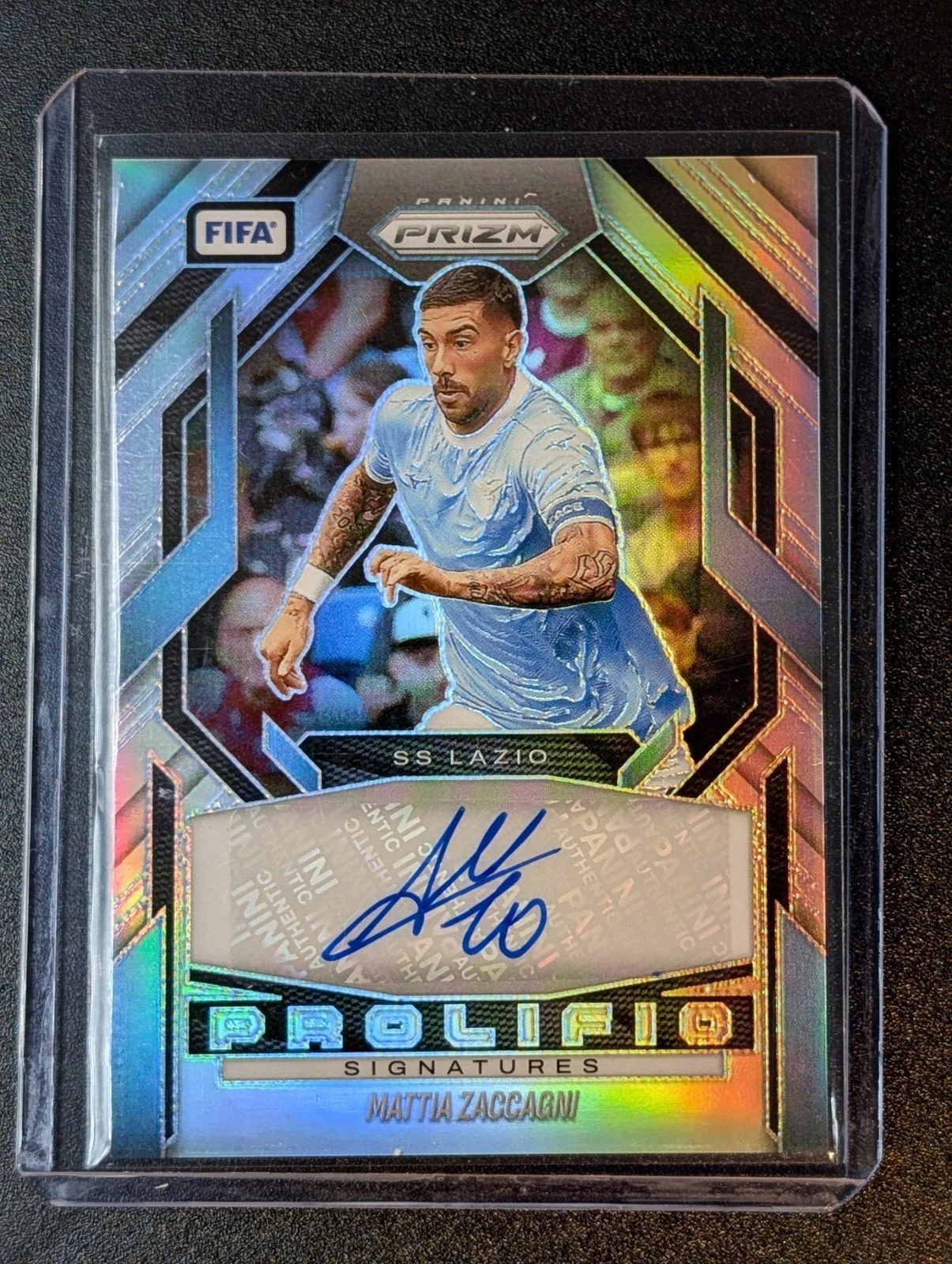 Front of 2025-26 Prizm Prolific Signatures PS-MZ Mattia Zaccagni /49