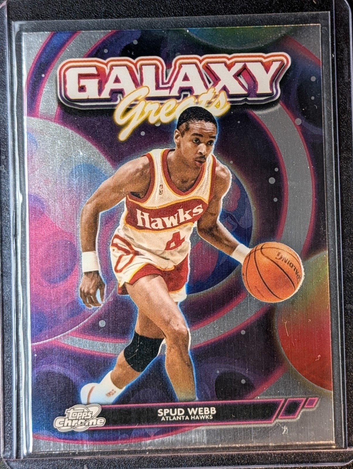 Front of 2025-26 Topps Chrome Cosmic #GG-12 Spud Webb Galaxy Greats