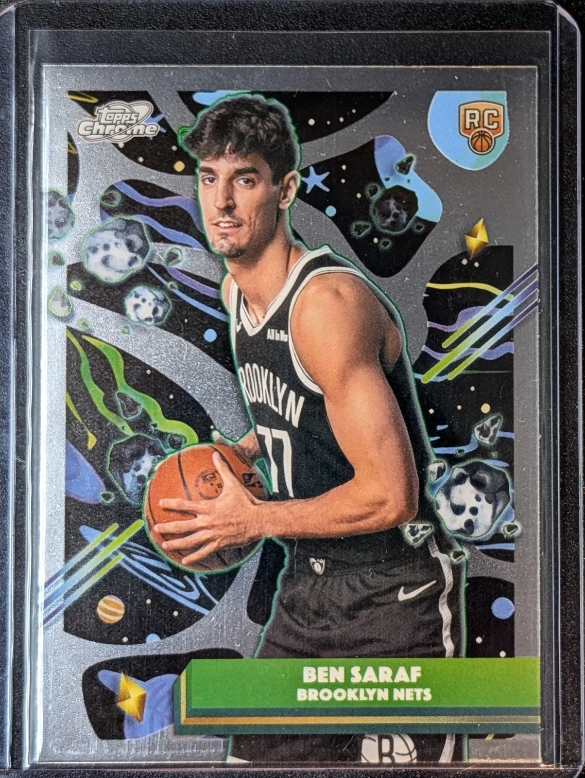 Front of 2025-26 Topps Chrome Cosmic #82 Ben Saraf