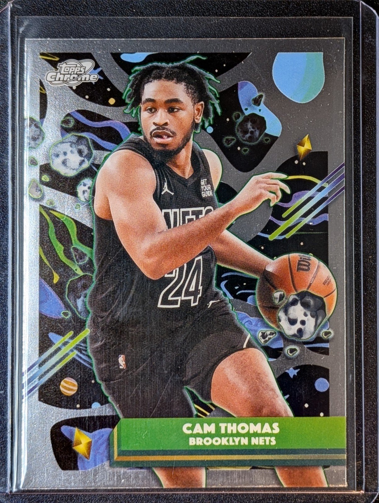 Front of 2025-26 Topps Chrome Cosmic #150 Cam Thomas