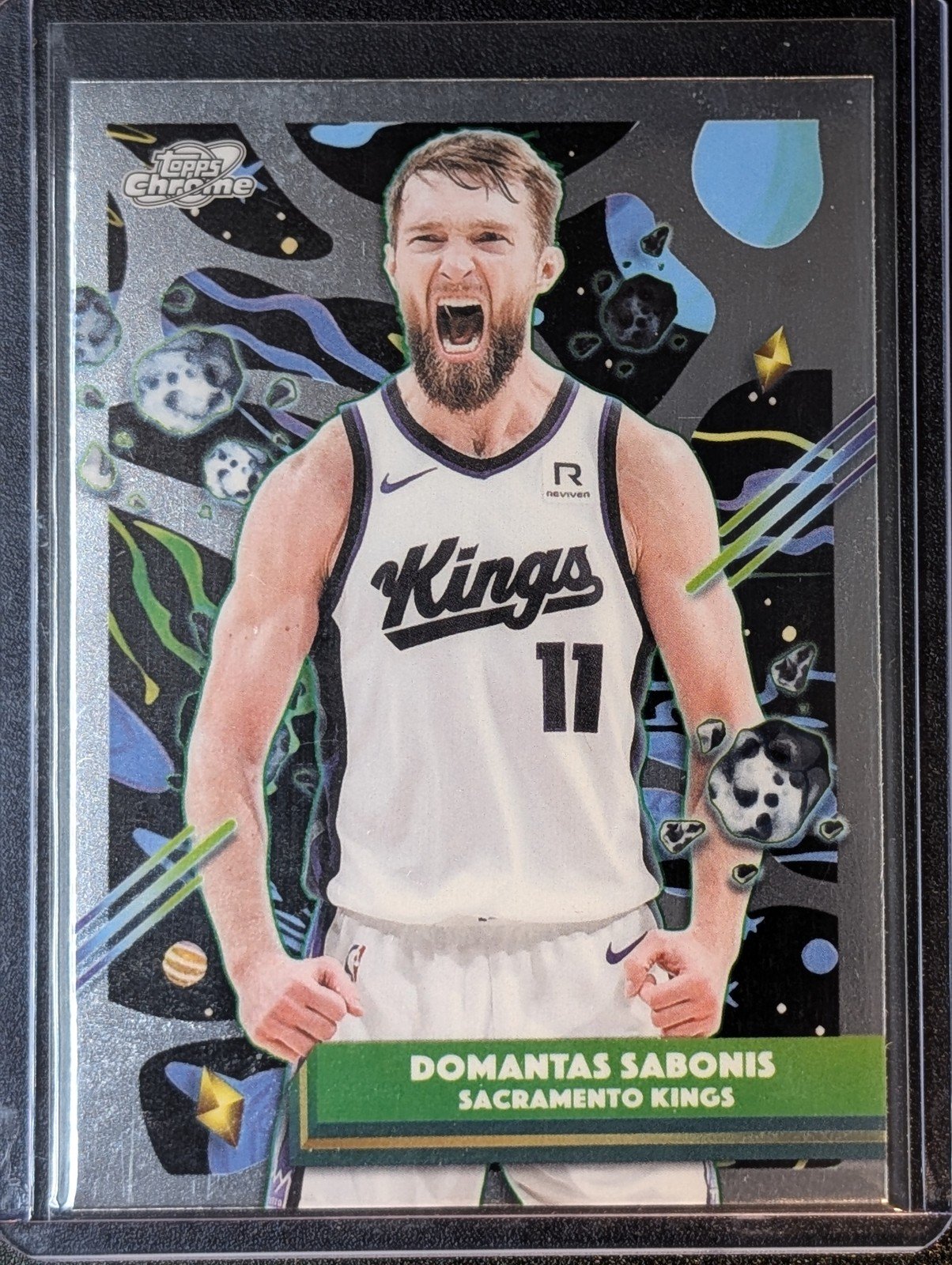 Front of 2025-26 Topps Chrome Cosmic #81 Domantas Sabonis