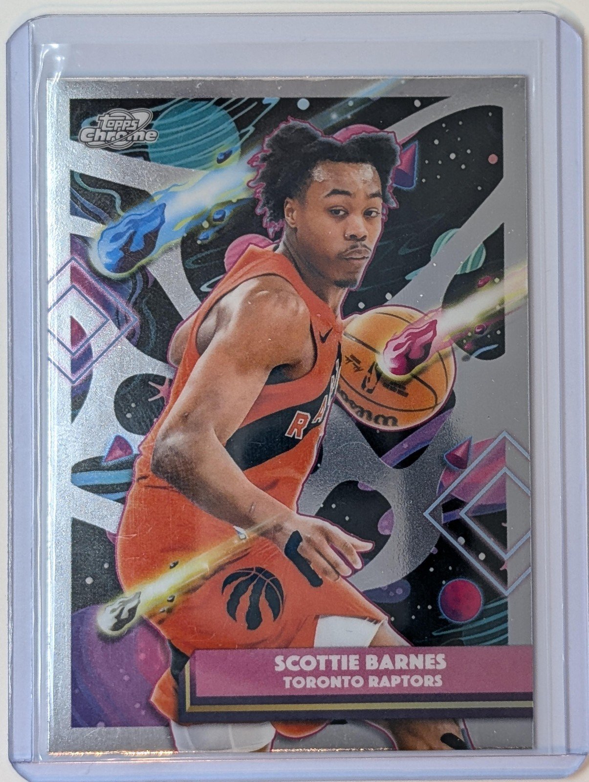 Front of 2025-26 Topps Chrome Cosmic #179 Scottie Barnes
