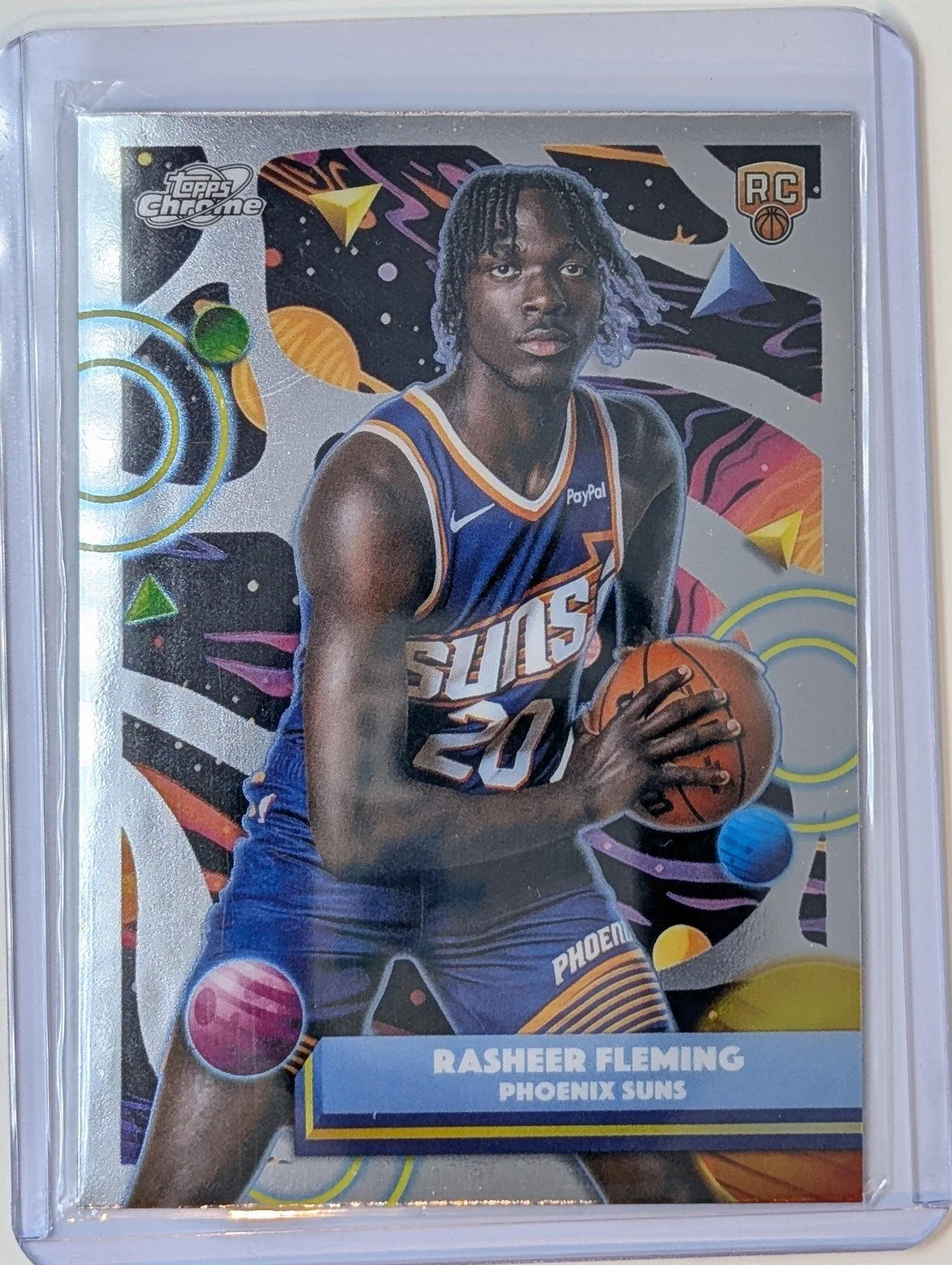 Front of 2025-26 Topps Chrome Cosmic #188 Rasheer Fleming RC