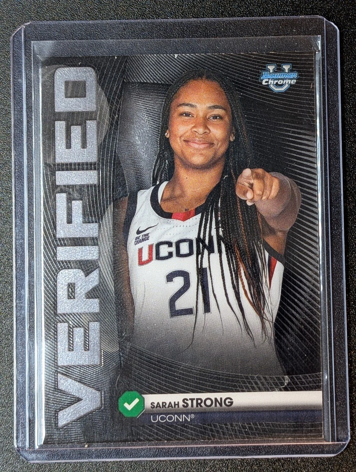 Front of 2025-26 Bowman #BV-5 Sarah Strong Bowman Verified