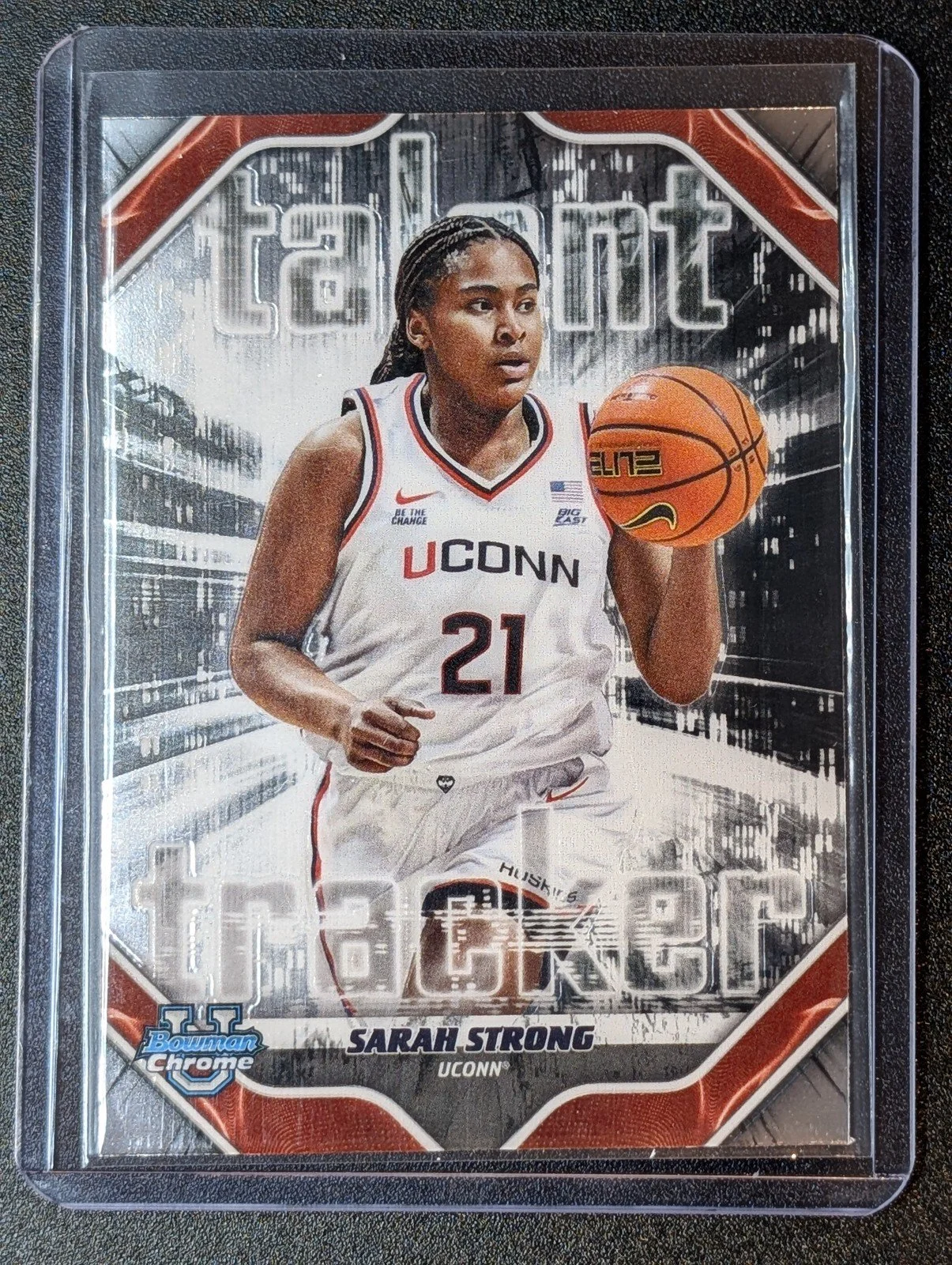 Front of 2025-26 Bowman #TT-5 Sarah Strong Talent Tracker