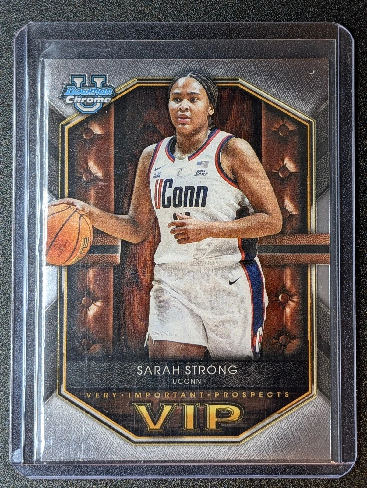 Front of 2025-26 Bowman #VIP-5 Sarah Strong Very Important Prospects