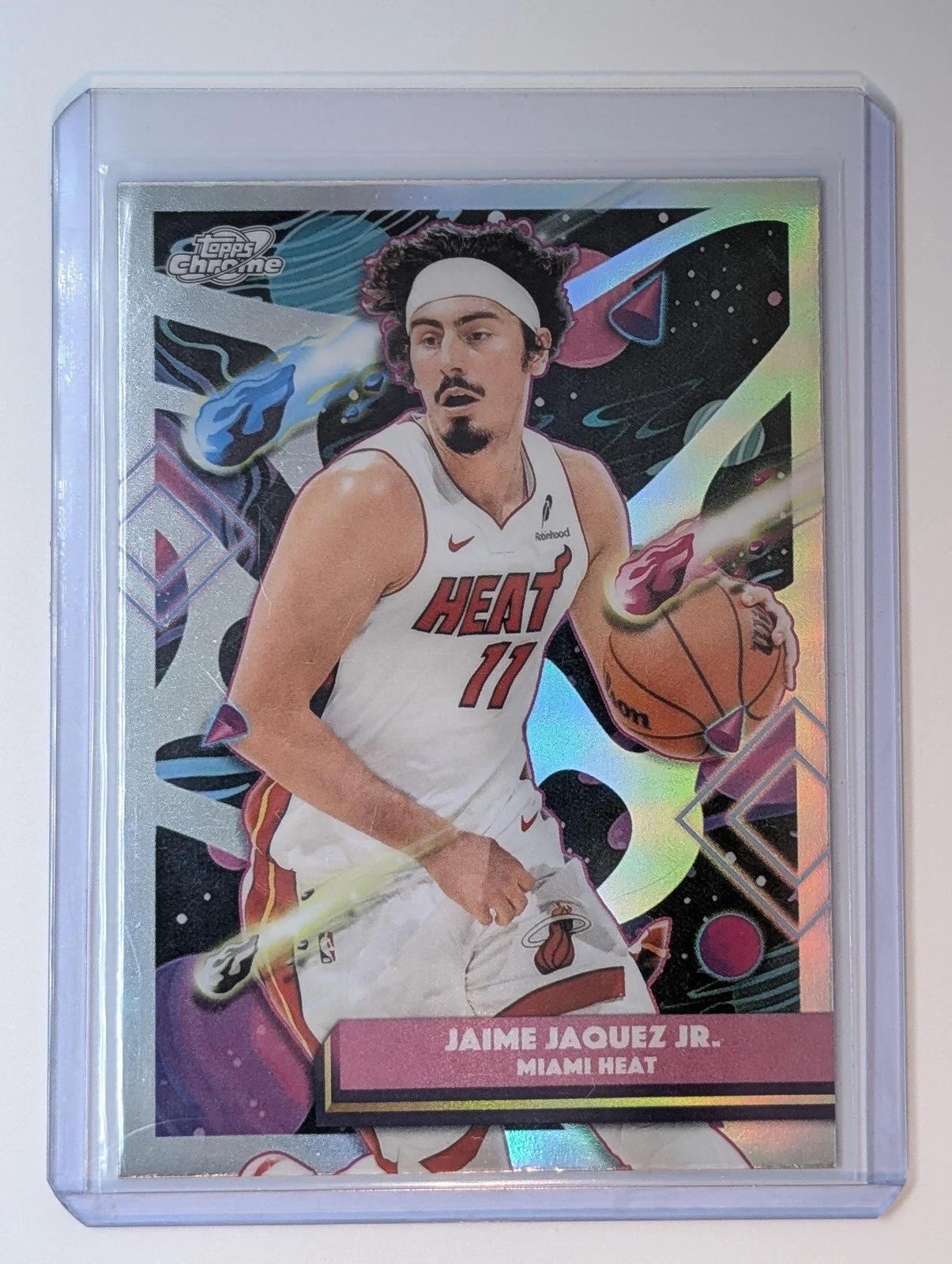 Front of 2025-26 Topps Chrome Cosmic #6 Jaime Jaquez Jr. refractor