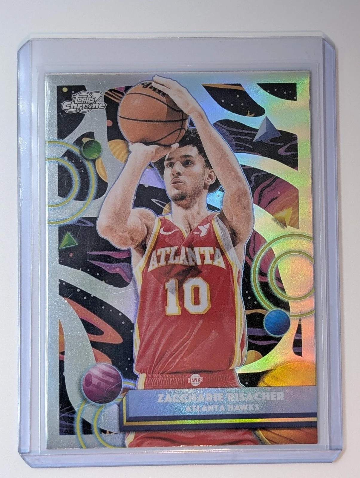 Front of 2025-26 Topps Chrome Cosmic #52 Zaccharie Risacher refractor